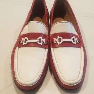 Bruno Magli men's red and white loafers